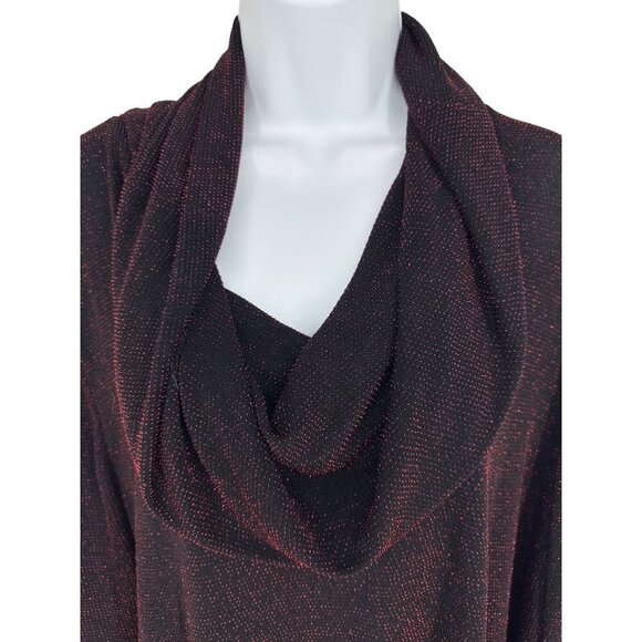 Maggie Barnes Catherines Red Sparkly Cowl Neck Top Plus Size 1X Stretch Party - Picture 3 of 7